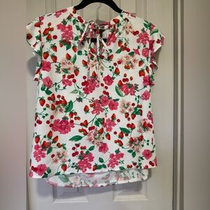 Ann Taylor Cherry, Strawberry and Floral Blouse